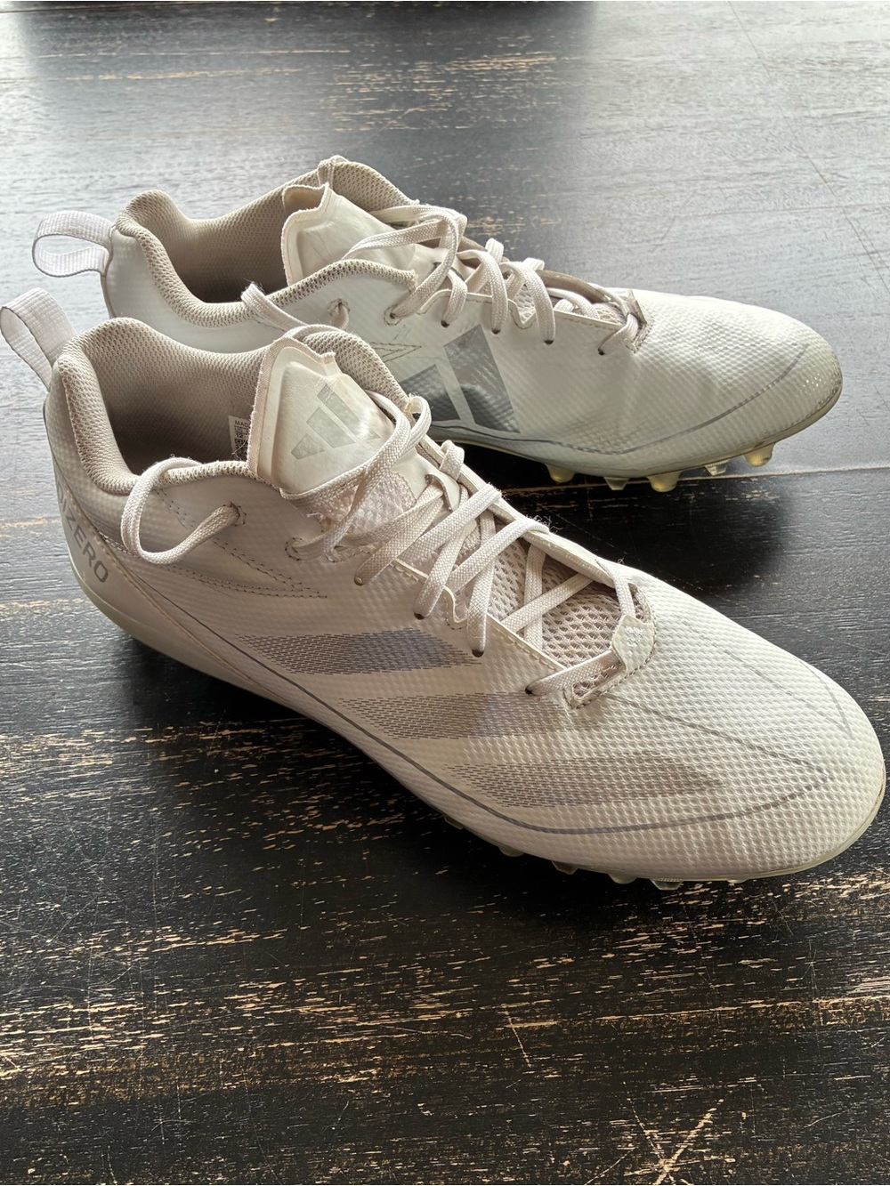 adidas Adizero II Men’s White/Tan Athletic Cleats size US 12